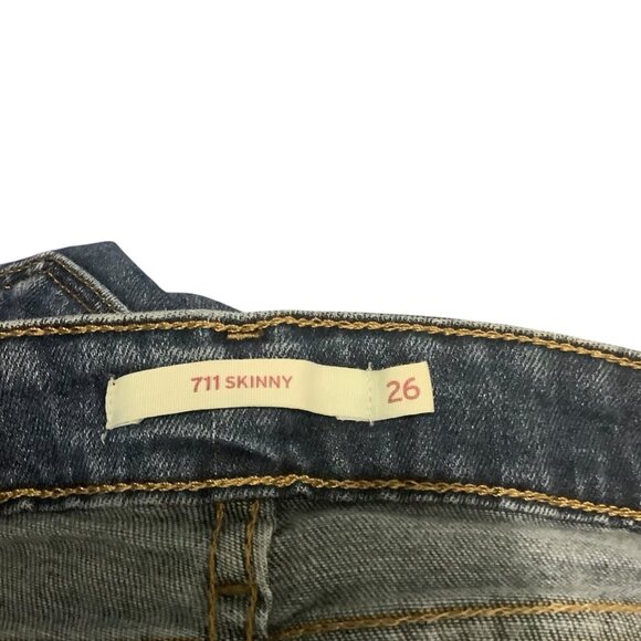 Levis Womens 711 Skinny Jeans Size 26 Distressed Denim Blue Stretch Distressed - Picture 4 of 9